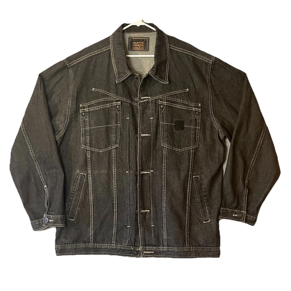Marithe Francois Girbaud Denim Jean Trucker Jacket Coat Men’s 3XL Black Cotton - Picture 2 of 15